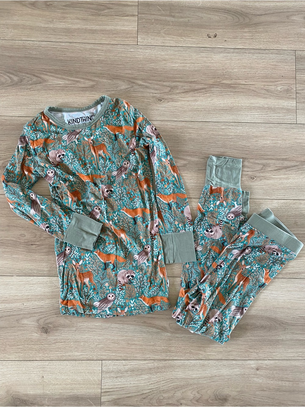 Bamboo Green Forest Friends Pajama Set
